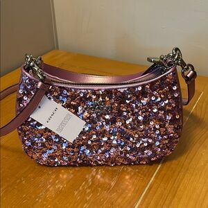 Coach Pink Shoulder Bag with Silver Chain